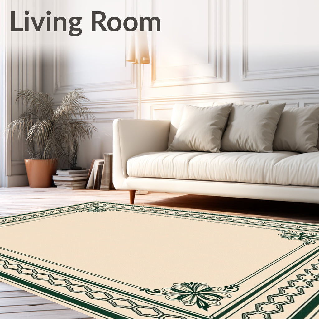 Classic Floral Geometric Border Design Rug