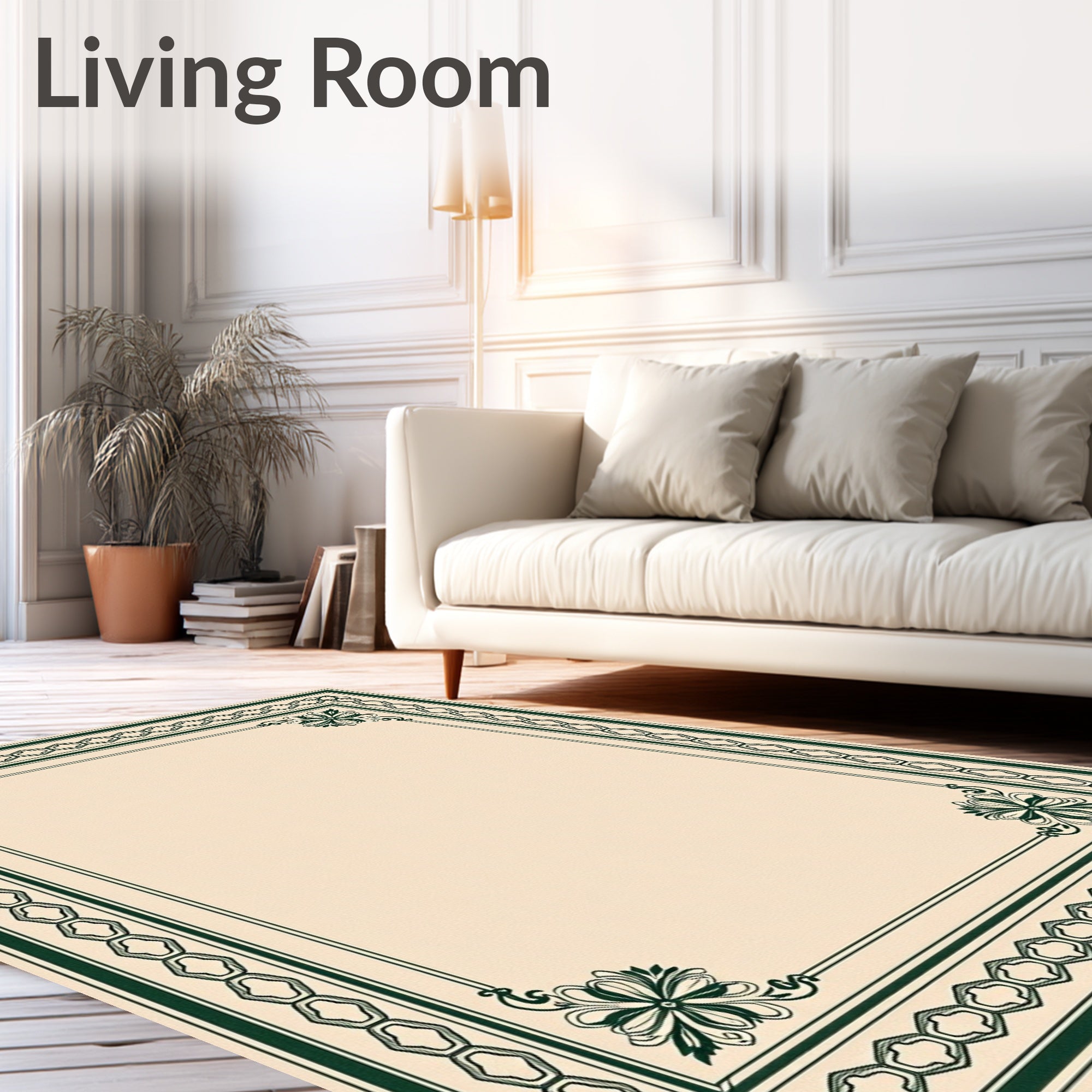 Classic Floral Geometric Border Design Rug