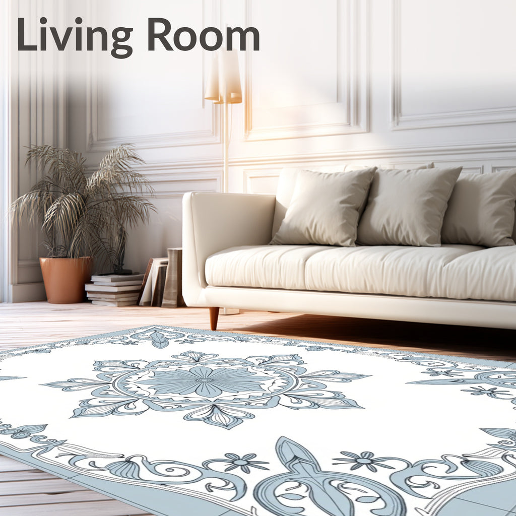 Elegant Floral Mandala Art Nouveau Design Rug