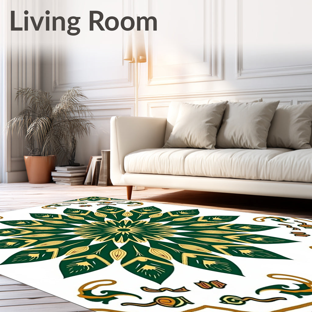 Emerald Floral Intricate Medallion Design Rug