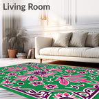 Vibrant Floral Vine Art Rug