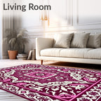 Plum Pink Floral Mandala Rug