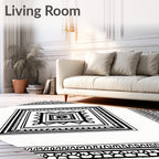 Bold Black And White Geometric Diamond Pattern Rug