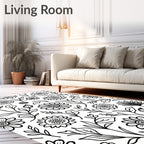 Floral Vine Pattern With Black Outline Rug