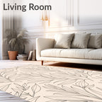 Outline Leaf Botanical Pattern Rug