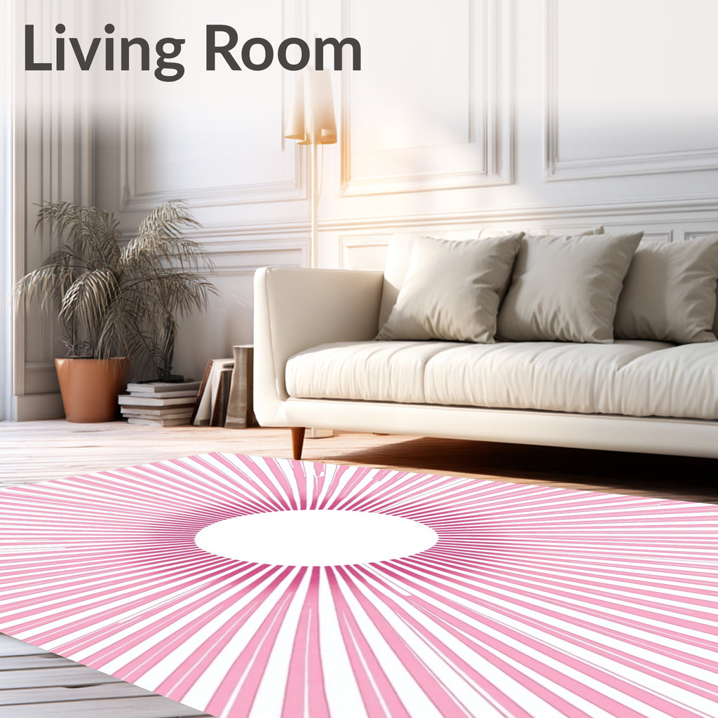Radiant Pink Sunburst Pattern Rug