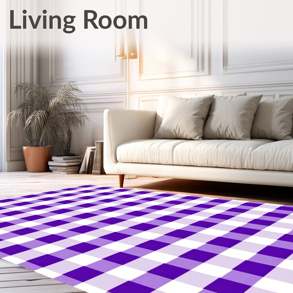 Classic Purple Gingham Checkered Rug
