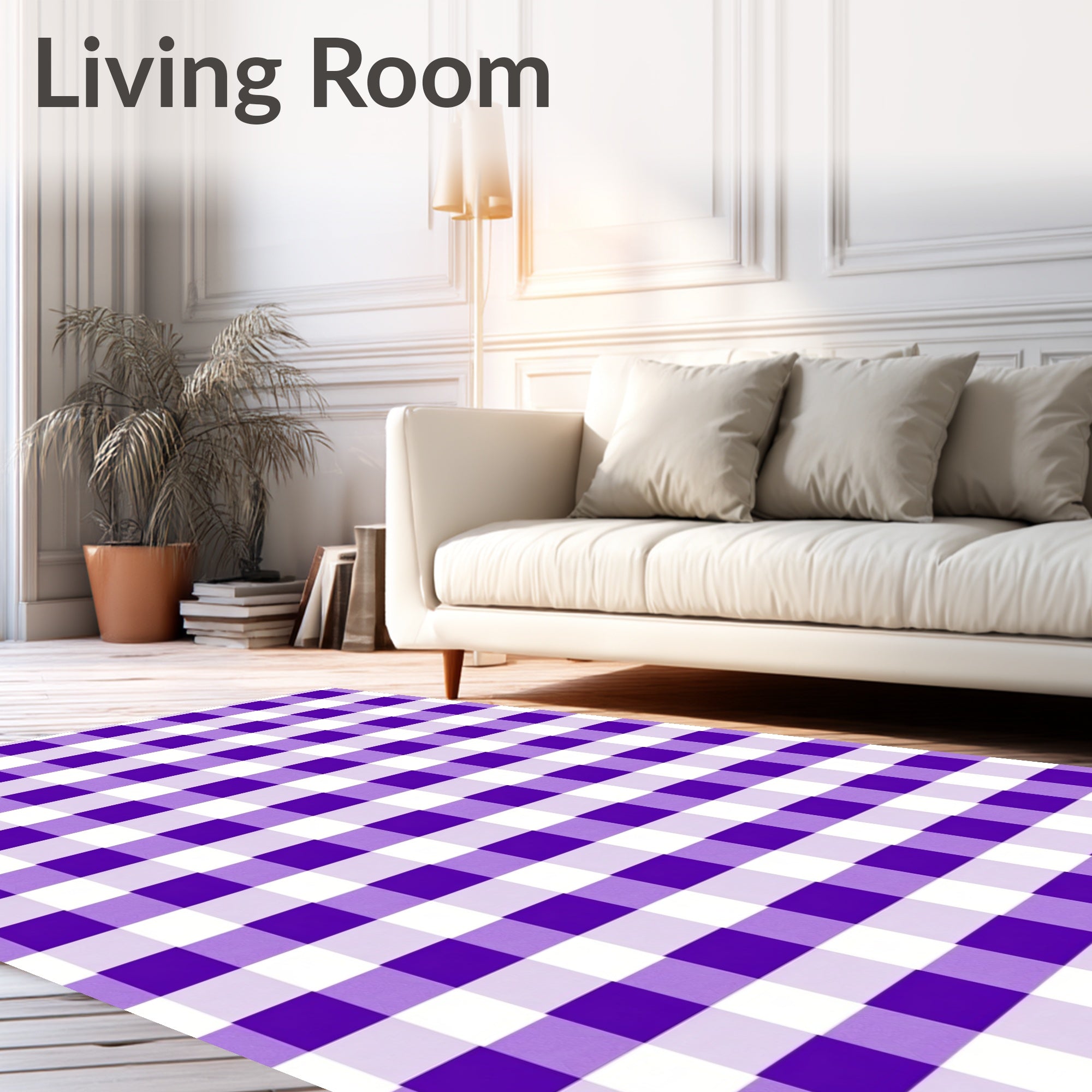 Classic Purple Gingham Checkered Rug