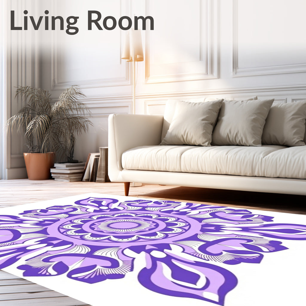 Purple Floral Mandala Style Rug
