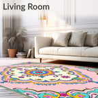 Vibrant Floral Medallion Pastel Rug