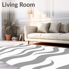 Abstract Gray Wavy Stripe Pattern Rug