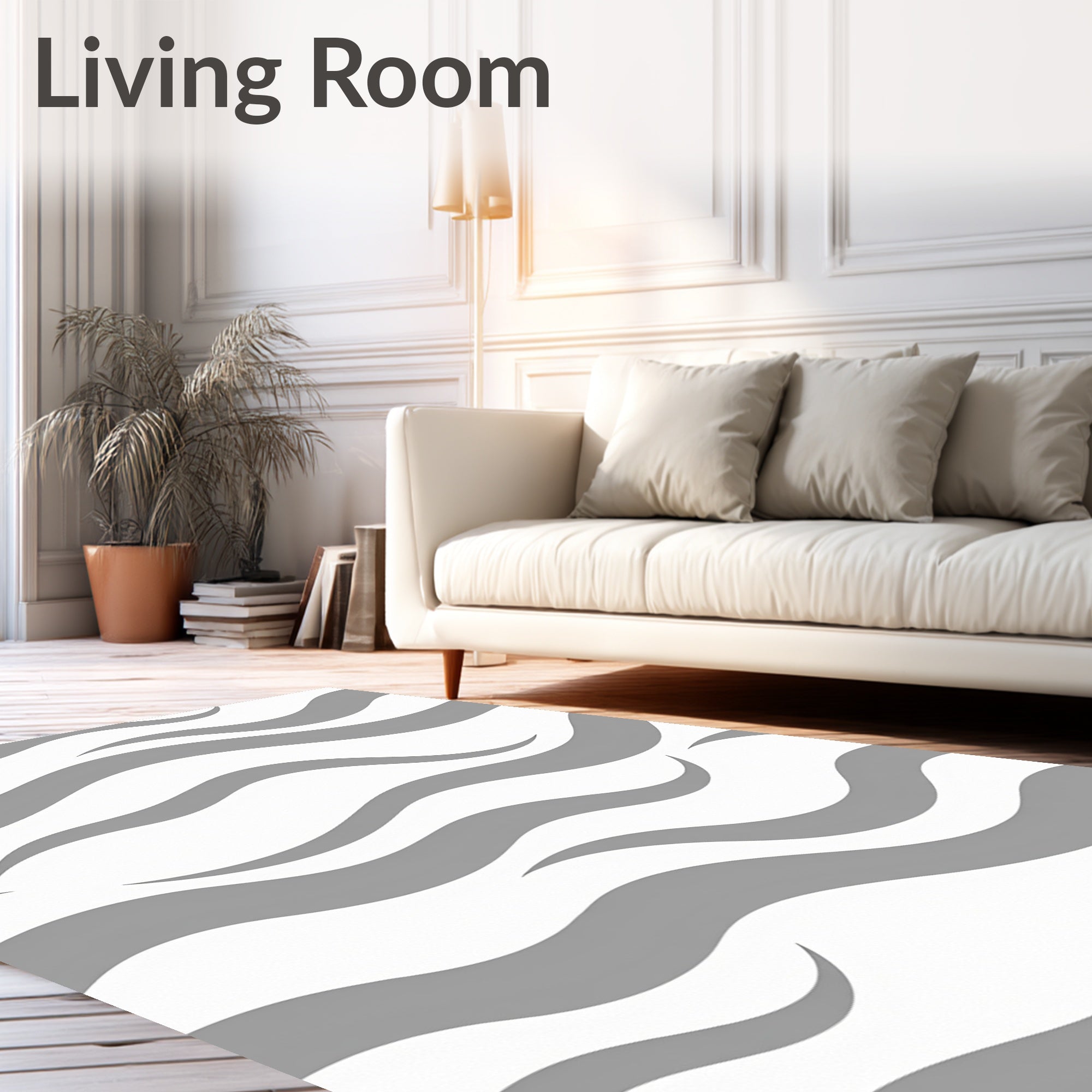 Abstract Gray Wavy Stripe Pattern Rug