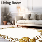 Ornate Gold Swirls And Shell Pattern Rug