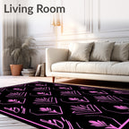 Modern Pink Geometric Floral Design Rug