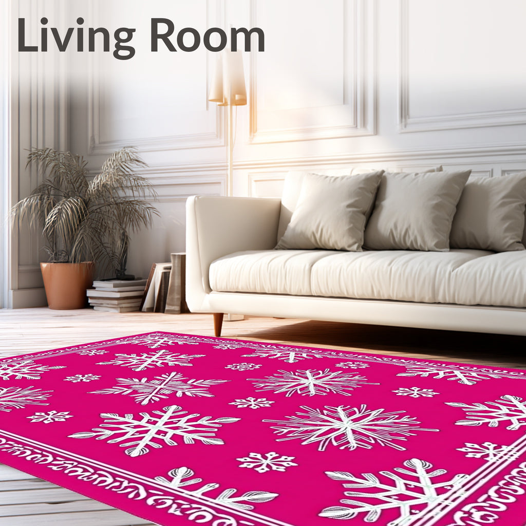 Bright Pink Snowflake Scatter Rug