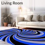 Dynamic Swirl Blue Black Gray Rug