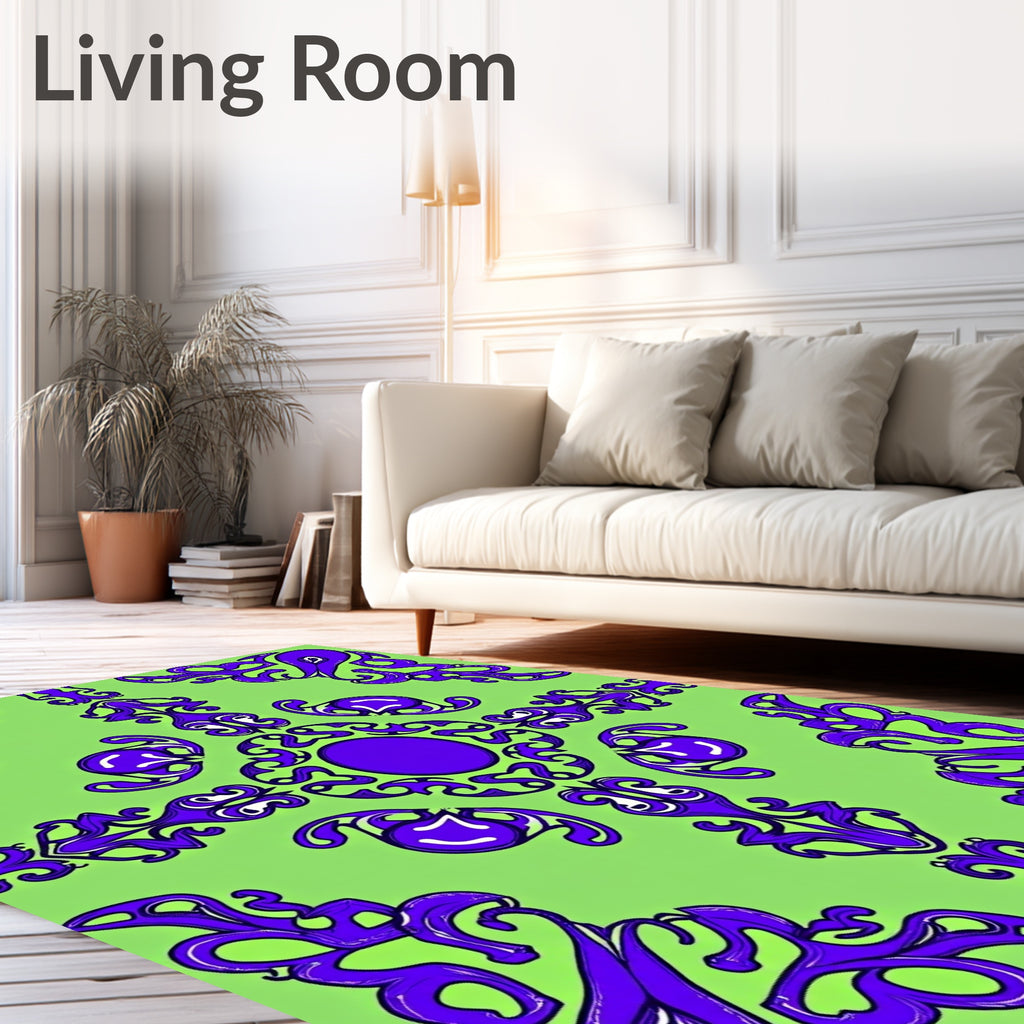 Vibrant Purple Abstract Swirl Pattern Rug