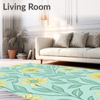 Yellow Floral Vine Pattern Rug