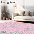 Whimsical Floral Swirl Pattern Rug