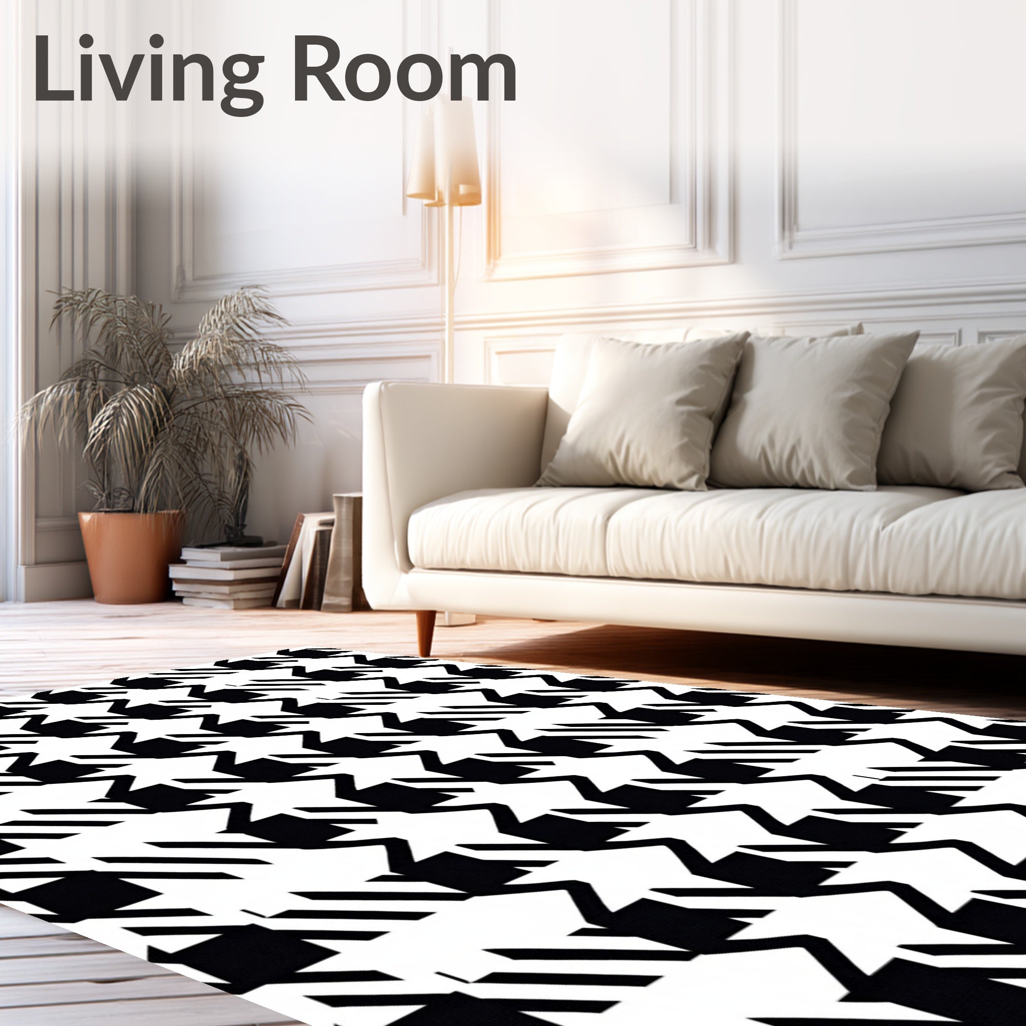 Houndstooth Pattern Contrast Rug
