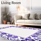 Vibrant Purple Floral Medallion Border Rug