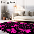 Bold Pink Floral Swirls Pattern Rug