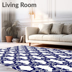 Indigo Floral Lattice Pattern Rug