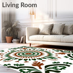Radial Floral Pattern with Leaf Accents Rug