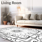 Ornate Sunburst Scroll Pattern Rug