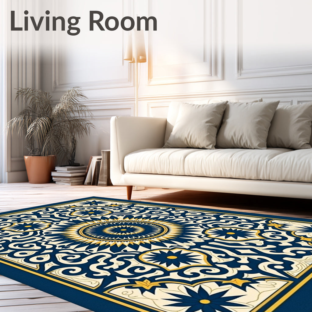 Sunburst Scrollwork Medallion Design Rug