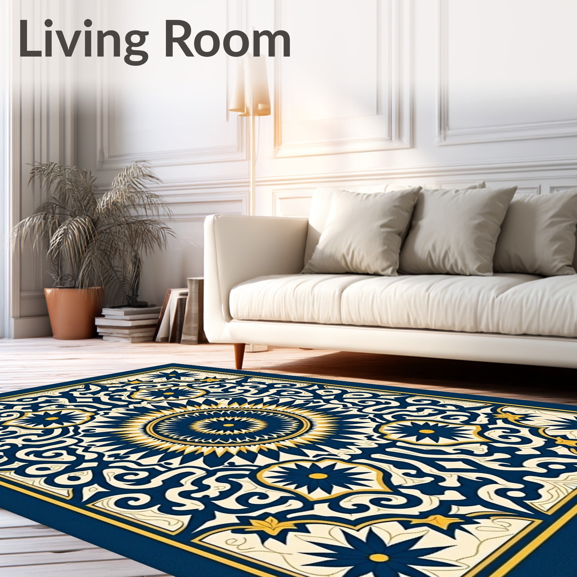 Sunburst Scrollwork Medallion Design Rug