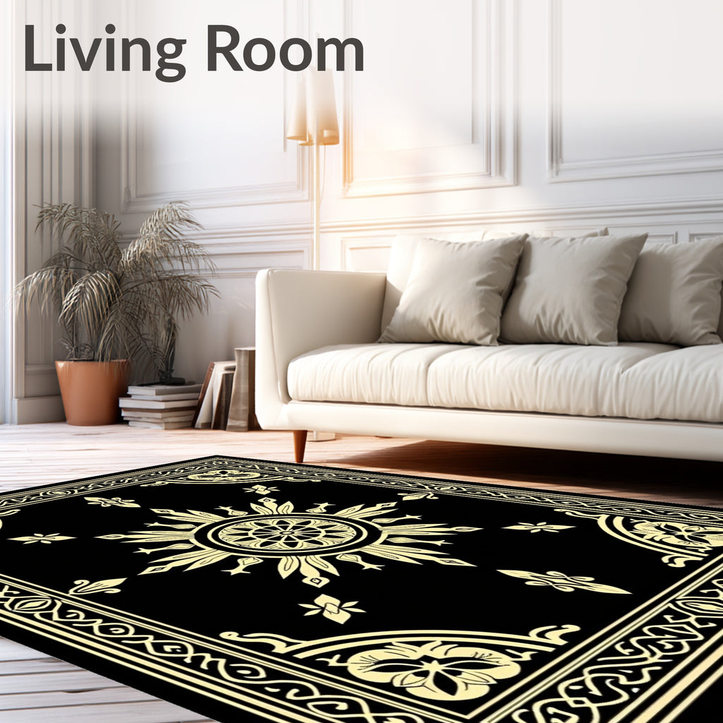 Antique Sunburst Floral Border Design Rug