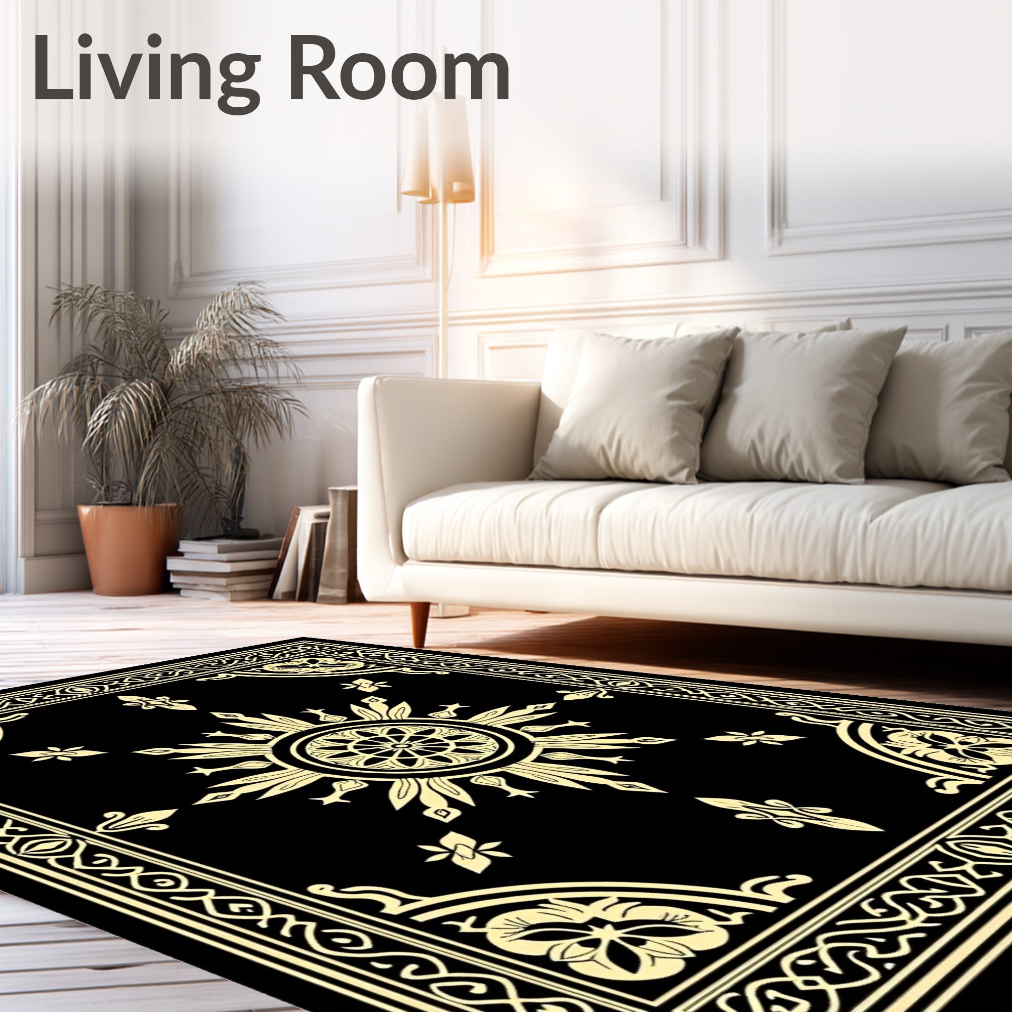 Antique Sunburst Floral Border Design Rug