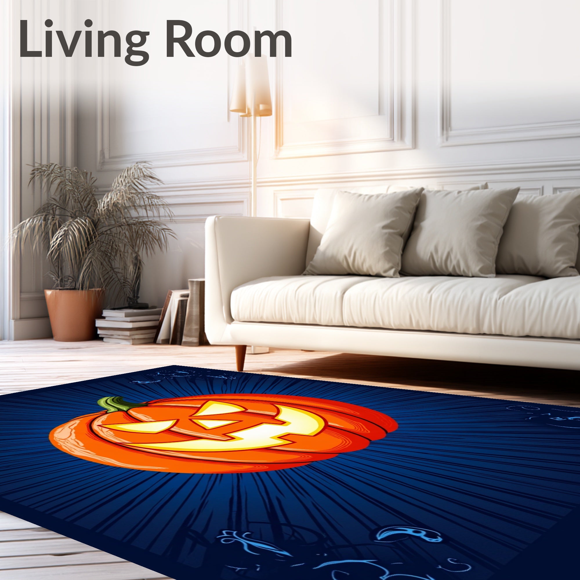 Spooky Jack O Lantern Halloween Rug