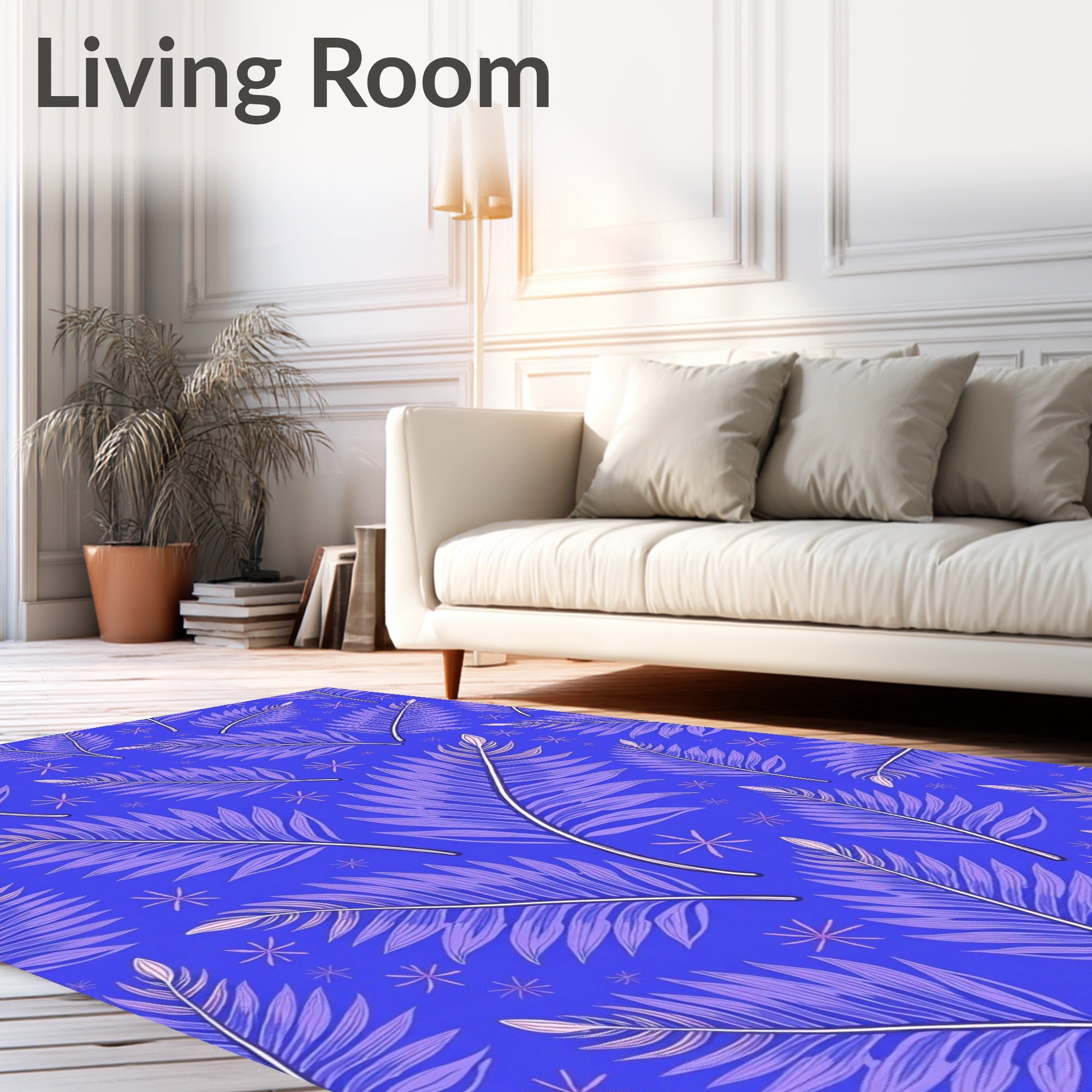 Purple Fern With Star Pattern Rug