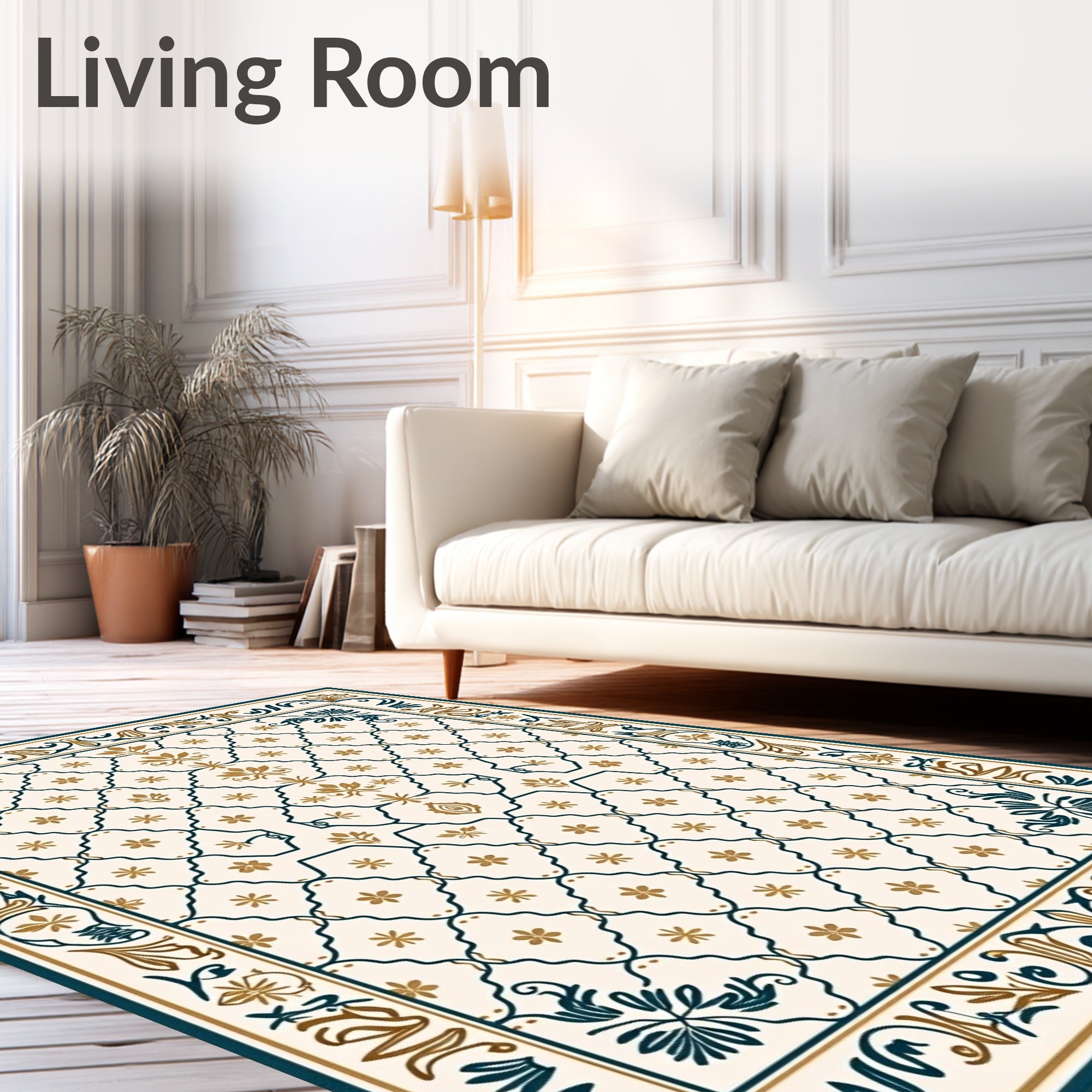 Ornate Lattice Flower Pattern Rug