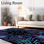 Circuitry Pattern Neon Glow Rug