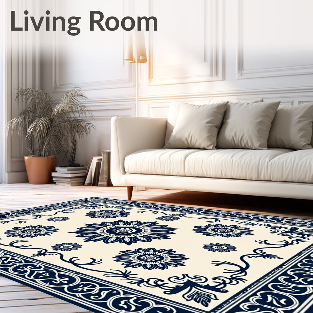 Classic Floral Sunburst Medallion Design Rug