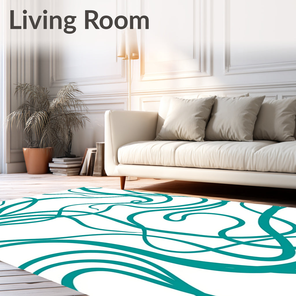 Teal Swirl Abstract Pattern Rug