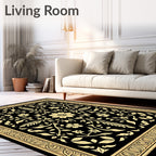 Ornate Floral Black Gold Rug