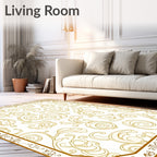 Golden Scrollwork Vine Pattern Rug