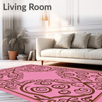 Pink Floral Swirl Pattern Rug