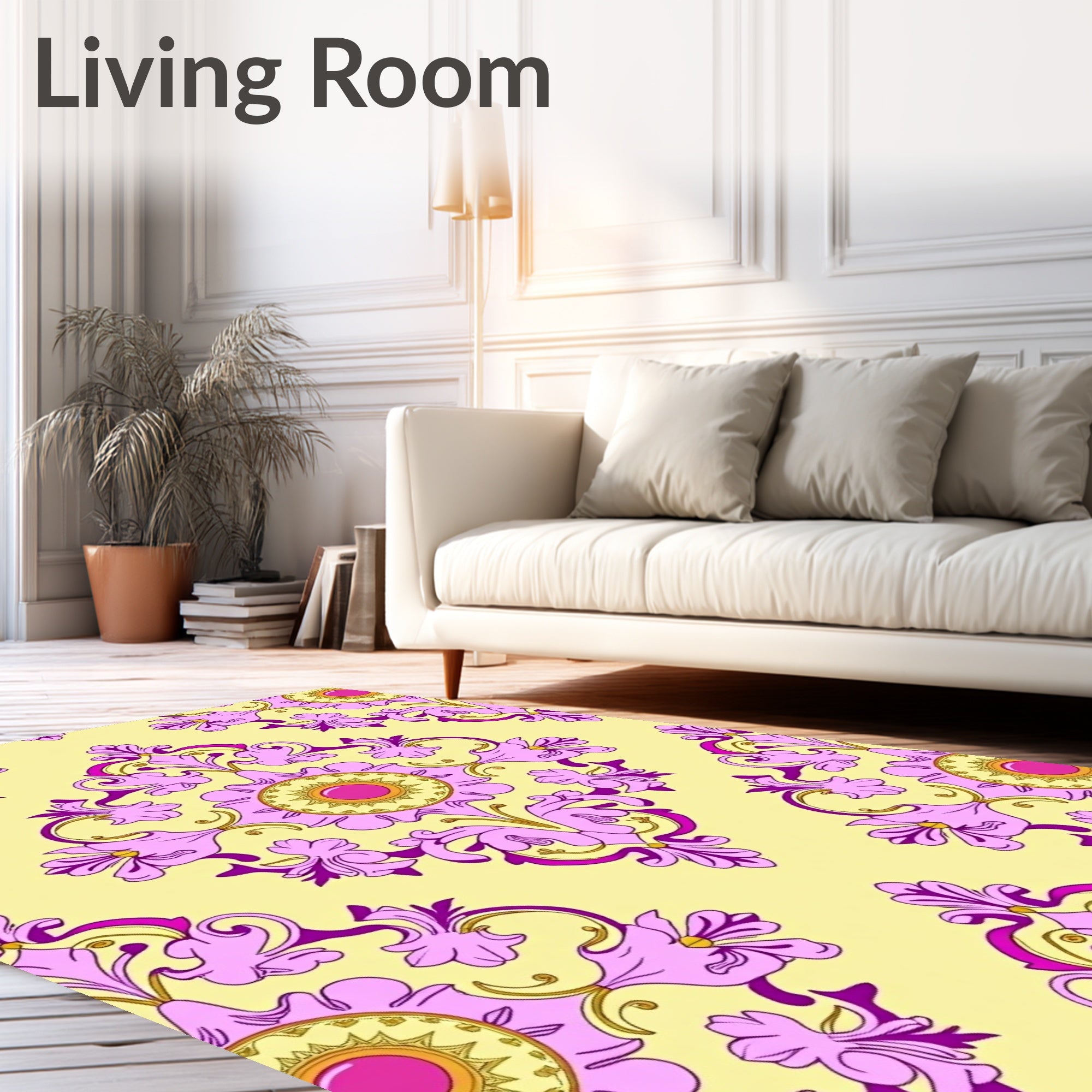 Ornate Floral Pattern With Bright Gemstones Rug
