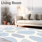Abstract Blue Green Pebble Pattern Rug