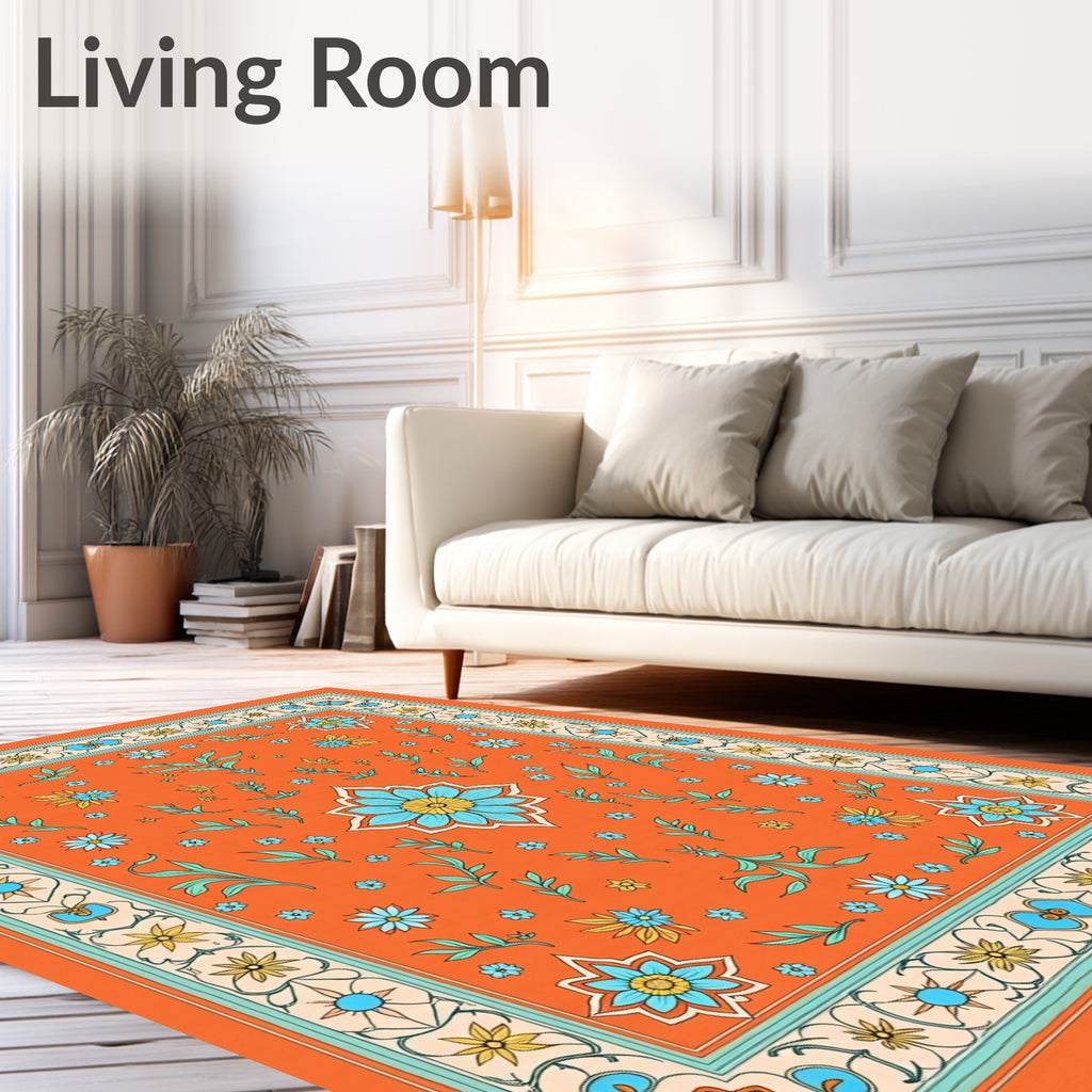 Vibrant Floral Garden Inspired Design Rug