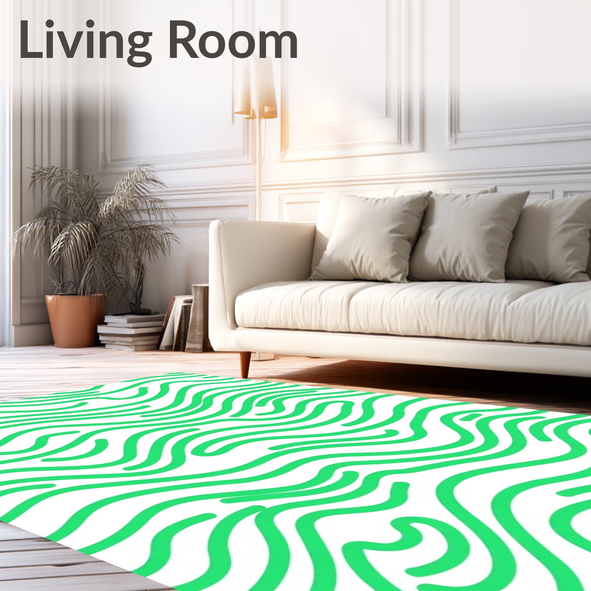 Abstract Green Wave Pattern Rug