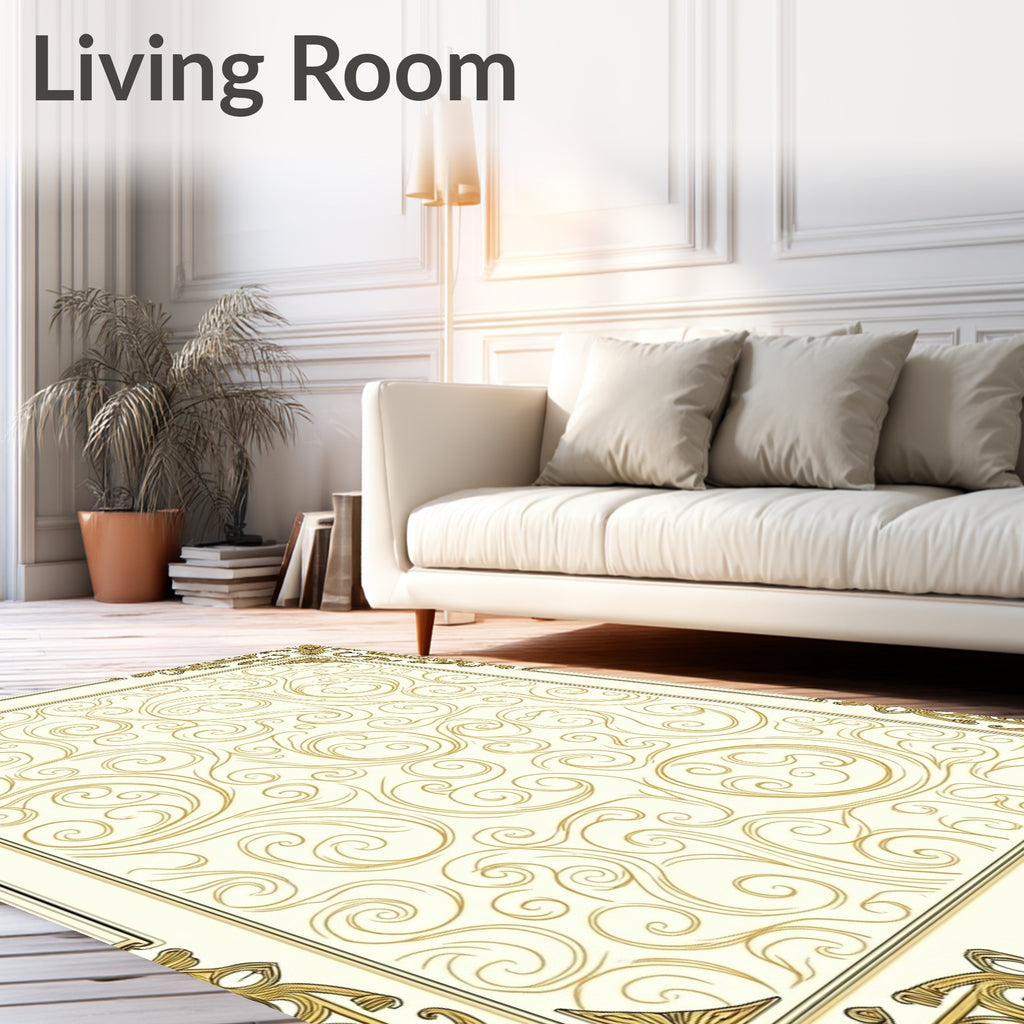 Elegant Swirls Gold Pattern Rug