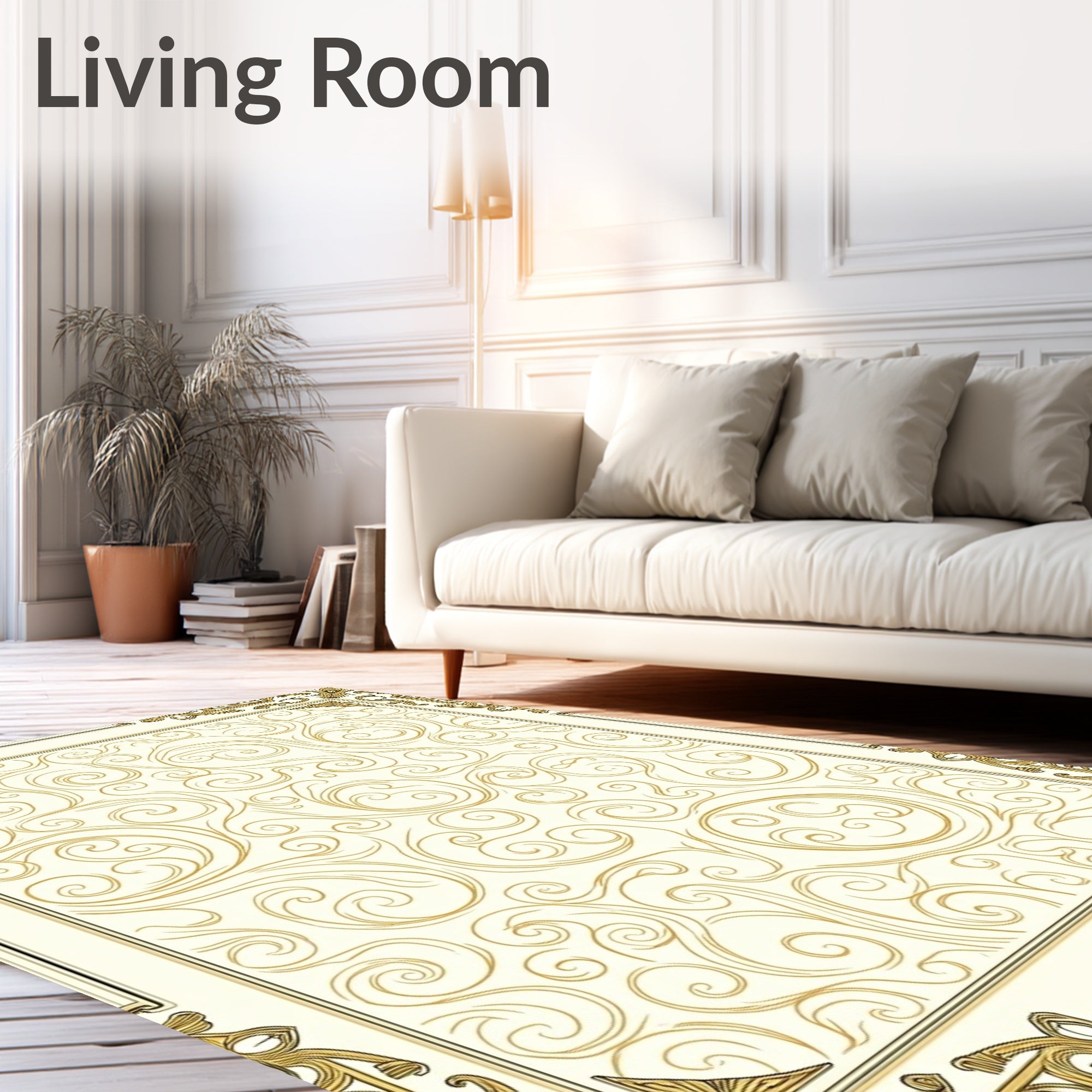 Elegant Swirls Gold Pattern Rug