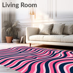 Pink Navy Wave Pattern Rug