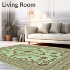 Ornate Swirl Floral Border Design Rug